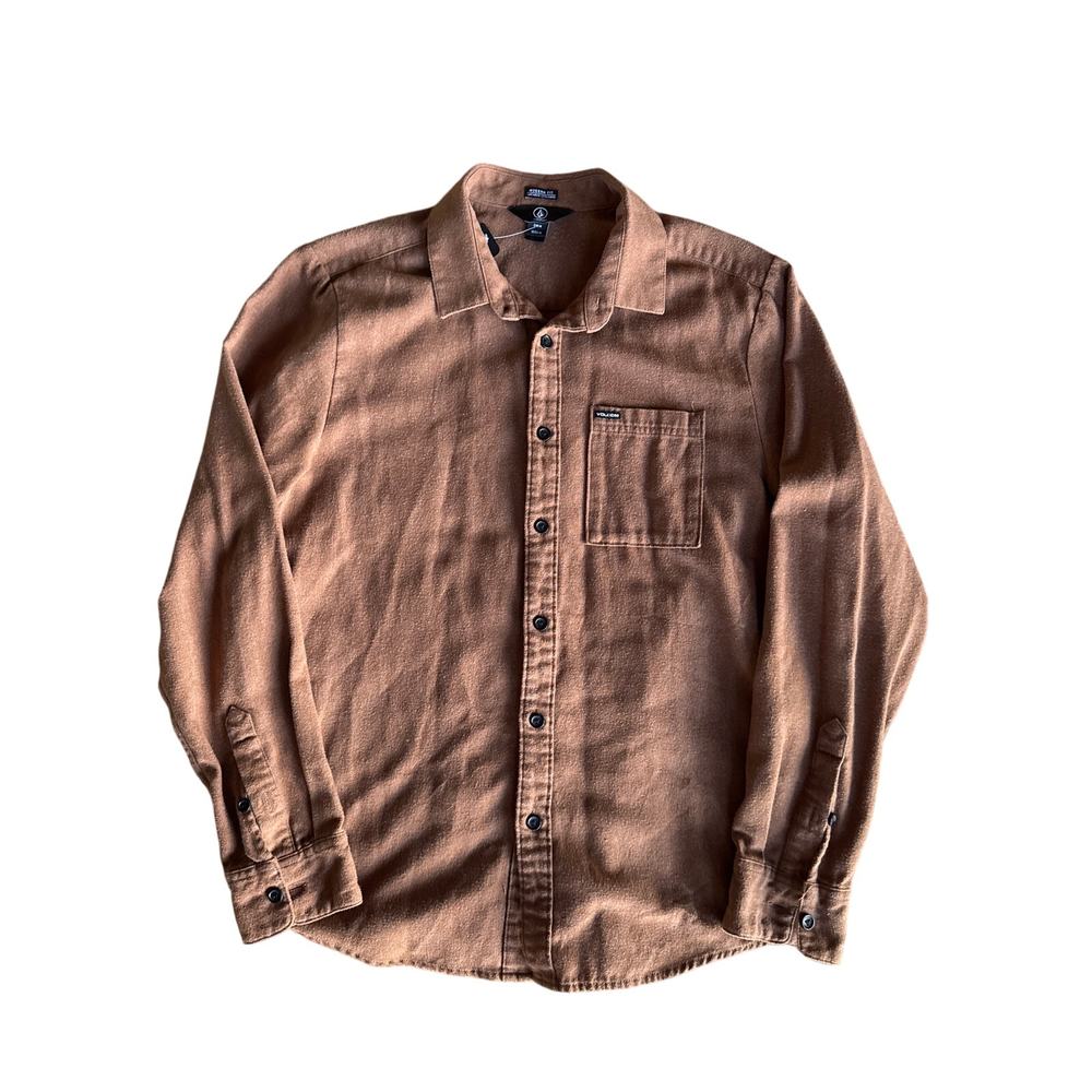 Volcom Combed Cotton Cinnamon Medium Button Up Long Sleeve Shirt